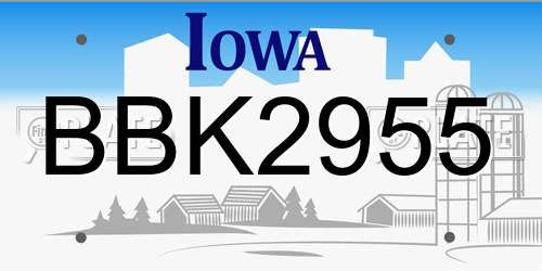 BBK2955 Iowa License Plate