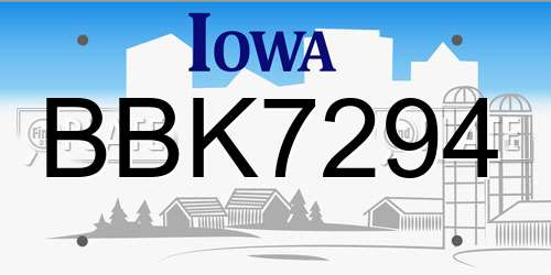 BBK7294 Iowa License Plate
