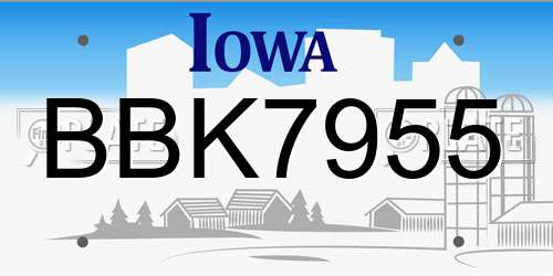 BBK7955 Iowa License Plate