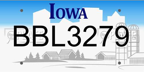 BBL3279 Iowa License Plate