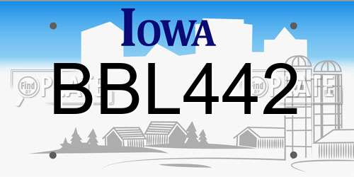 BBL442 Iowa License Plate