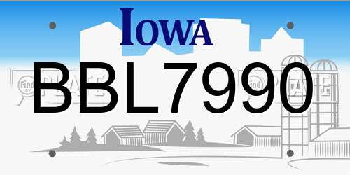 BBL7990 Iowa License Plate