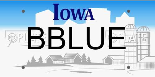 BBLUE Iowa License Plate