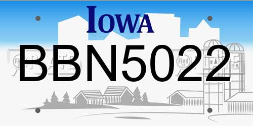 BBN5022 Iowa License Plate