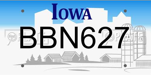 BBN627 Iowa License Plate