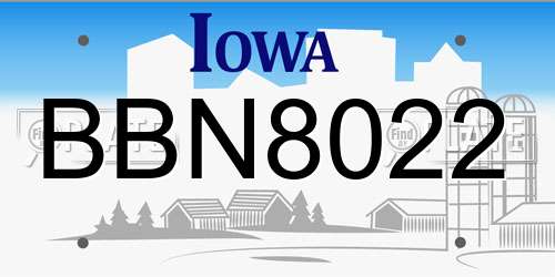 BBN8022 Iowa License Plate