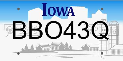 BBO43Q Iowa License Plate