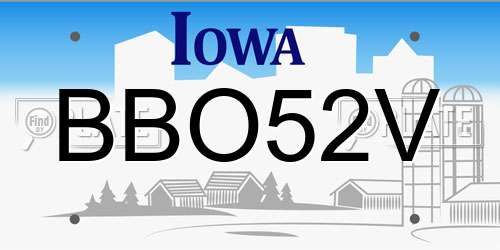 BBO52V Iowa License Plate