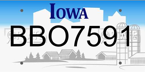 BBO7591 Iowa License Plate