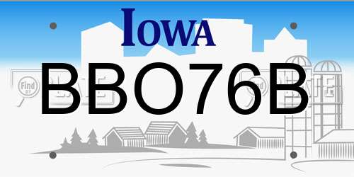 BBO76B Iowa License Plate