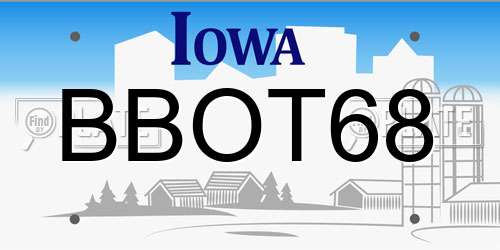 BBOT68 Iowa License Plate