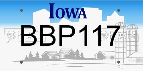 BBP117 Iowa License Plate