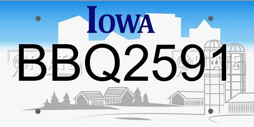 BBQ2591 Iowa License Plate