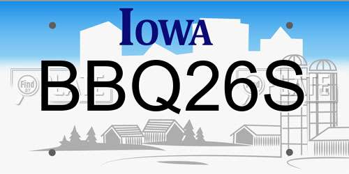 BBQ26S Iowa License Plate