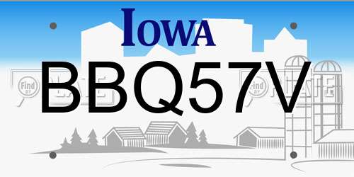 BBQ57V Iowa License Plate