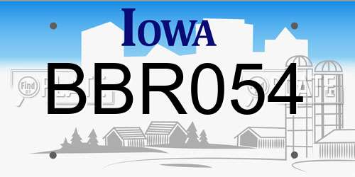 BBR054 Iowa License Plate