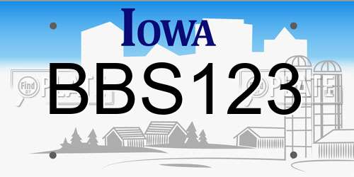 BBS123 Iowa License Plate
