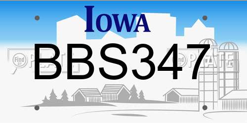 BBS347 Iowa License Plate
