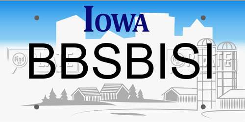 BBSBISI Iowa License Plate