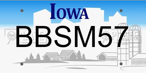 BBSM57 Iowa License Plate