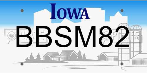 BBSM82 Iowa License Plate