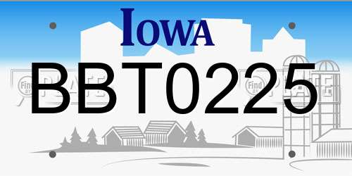 BBT0225 Iowa License Plate