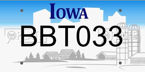 BBT033 Iowa License Plate