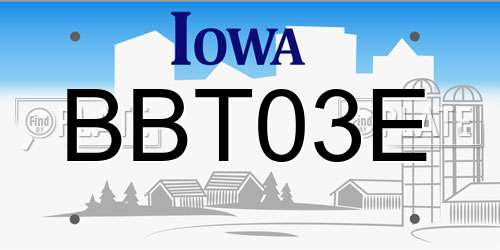 BBT03E Iowa License Plate