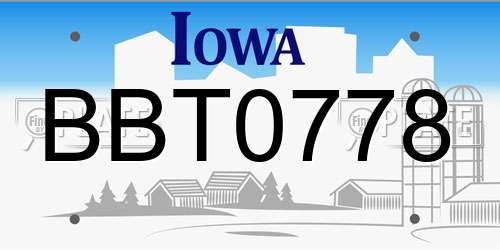 BBT0778 Iowa License Plate