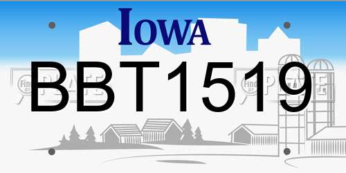 BBT1519 Iowa License Plate