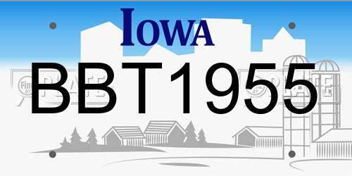 BBT1955 Iowa License Plate