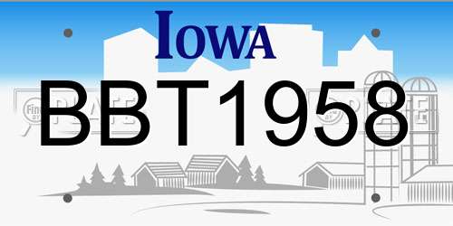 BBT1958 Iowa License Plate