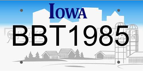 BBT1985 Iowa License Plate
