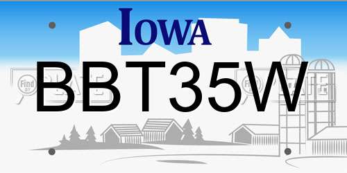 BBT35W Iowa License Plate