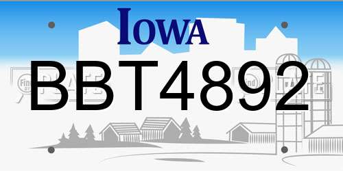 BBT4892 Iowa License Plate