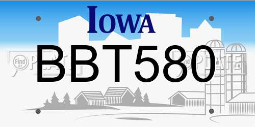 BBT580 Iowa License Plate