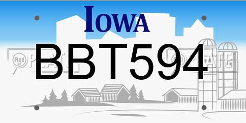 BBT594 Iowa License Plate