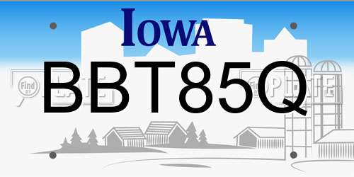 BBT85Q Iowa License Plate