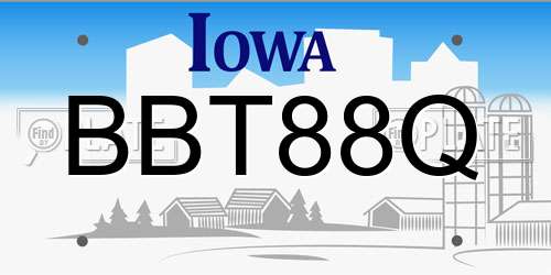 BBT88Q Iowa License Plate