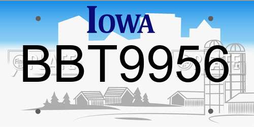 BBT9956 Iowa License Plate
