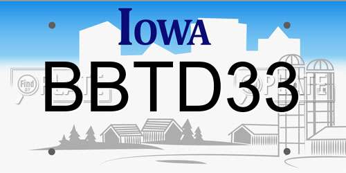 BBTD33 Iowa License Plate