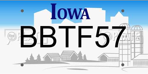 BBTF57 Iowa License Plate