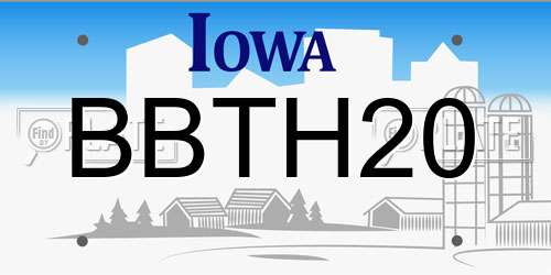 BBTH20 Iowa License Plate