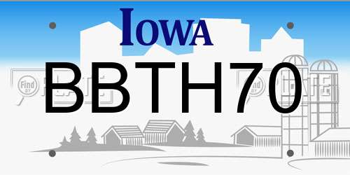 BBTH70 Iowa License Plate