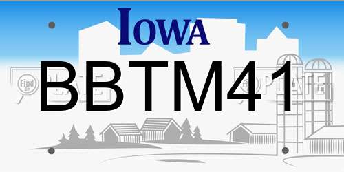 BBTM41 Iowa License Plate