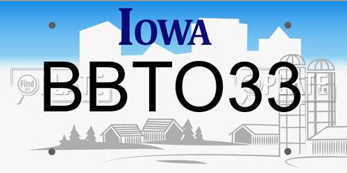 BBTO33 Iowa License Plate