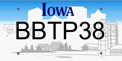 BBTP38 Iowa License Plate