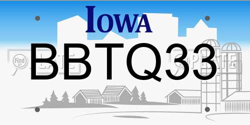 BBTQ33 Iowa License Plate