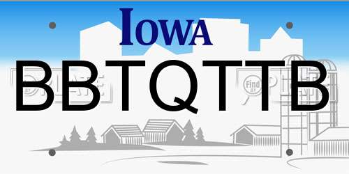 BBTQTTB Iowa License Plate