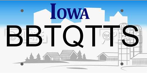 BBTQTTS Iowa License Plate